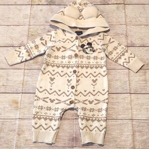 Disney Boxlunch Mickey Ski Hooded With Ears Knit One Piece Size 9months